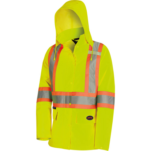 5628W The Rock Women's 300D  Quilted Safety Parka, Polyester/Polyurethane, High Visibility Lime-Yellow, X-Small Moffatt Supply & Specialties