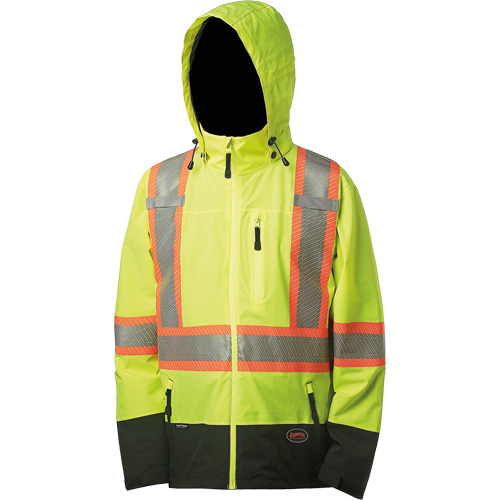 5221 Softshell Waterproof Premium  Safety Jacket, Polyester, High Visibility Lime-Yellow, Small Moffatt Supply & Specialties