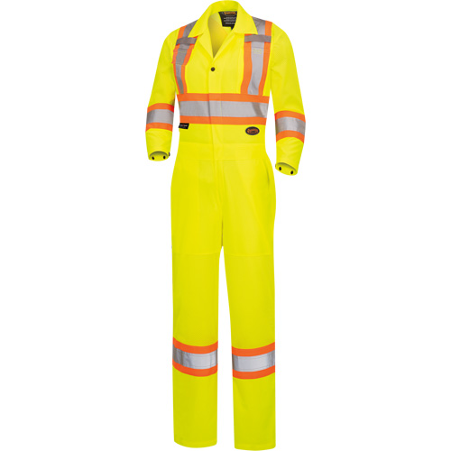 5999AW Women's High-Visibility Traffic Safety Coveralls, X-Small, High Visibility Lime-Yellow Moffatt Supply & Specialties