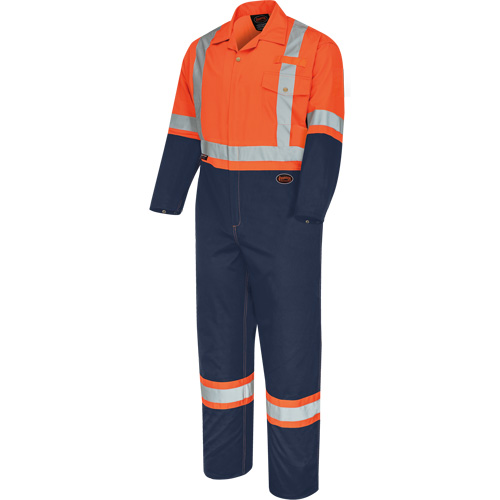 5514BBT 2-Tone Safety Coveralls with Zipper Closure, 40 (Tall), High Visibility Orange/Navy Blue Moffatt Supply & Specialties