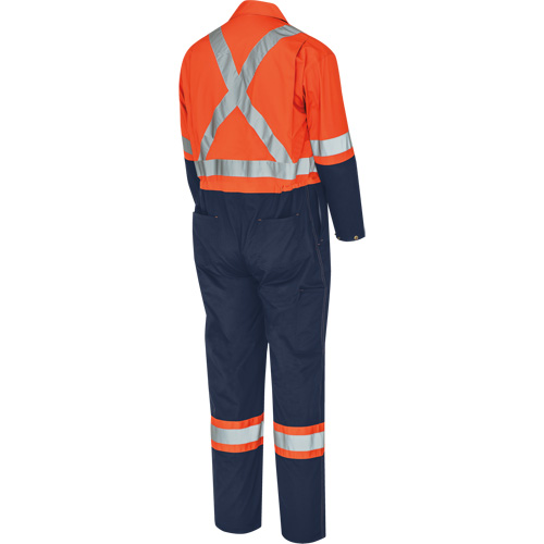 5514BBT 2-Tone Safety Coveralls with Zipper Closure, 40 (Tall), High Visibility Orange/Navy Blue Moffatt Supply & Specialties