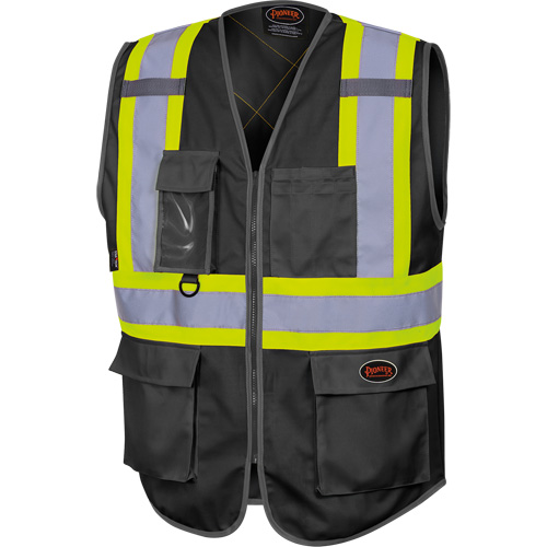 6959BK Tricot High-Visibility Safety Vest with Zipper Closure, Black, X-Small, Polyester Moffatt Supply & Specialties