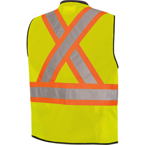 6895 High-Visibility Zip Front Bi-Colour Safety Vest, Black/High Visibility Lime-Yellow, 2X-Large/3X-Large, Polyester Moffatt Supply & Specialties