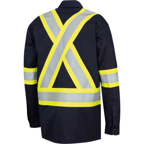 7742SF FR-TECH&reg; High-Visibility 88/12 Arc-Rated Safety Shirt, Small, Navy Blue Moffatt Supply & Specialties
