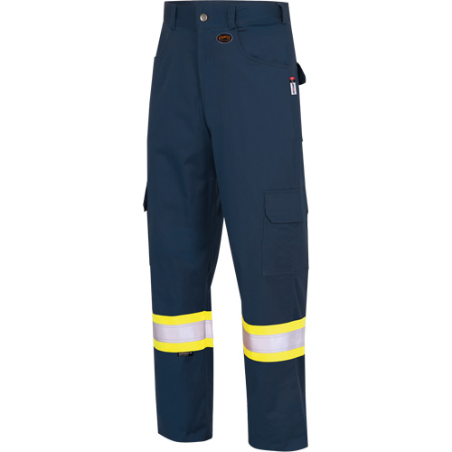 7764 FR-Tech&reg; High Visibility 88/12 FR/Arc Rated Safety Cargo Pants, 32, x 34, Navy Blue Moffatt Supply & Specialties