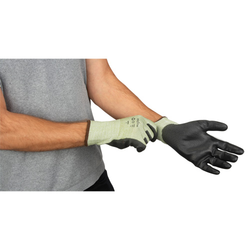Eco-Friendly Seamless Cut-Resistant Gloves, Size 9, 13 Gauge, Polyurethane Coated, HPPE/RPET Shell, ASTM ANSI Level A4 Moffatt Supply & Specialties
