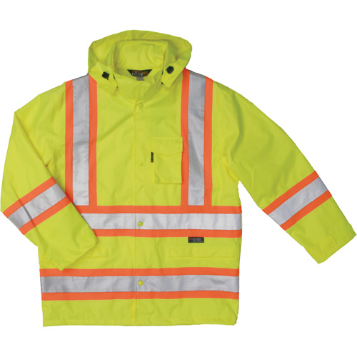 Ripstop Safety Rain Jacket, Polyester, X-Small, High Visibility Lime-Yellow Moffatt Supply & Specialties