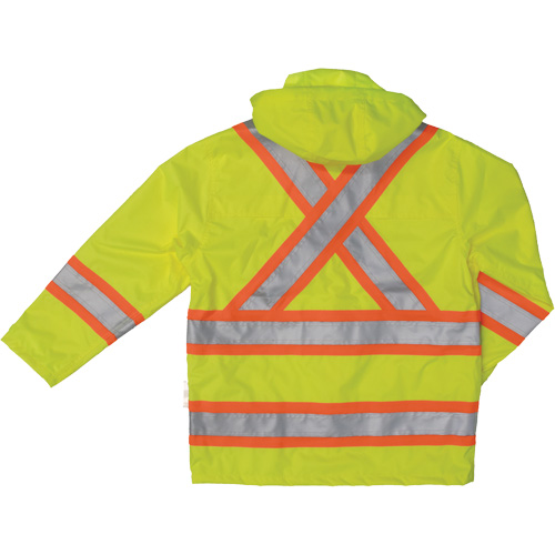 Ripstop Safety Rain Jacket, Polyester, X-Small, High Visibility Lime-Yellow Moffatt Supply & Specialties