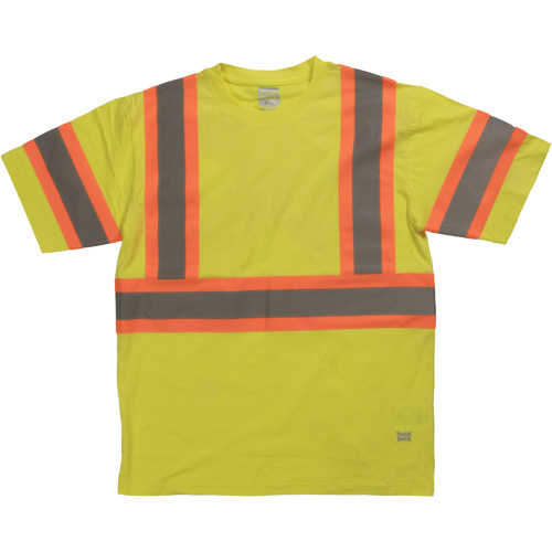 Short Sleeve Safety T-Shirt, Cotton, X-Small, High Visibility Lime-Yellow Moffatt Supply & Specialties