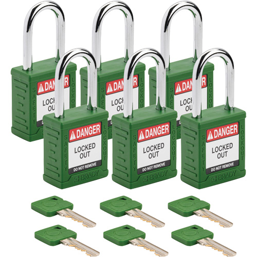 Cadenas de verrouillage Velocity, Vert, Cl&eacute;s diff&eacute;rentes, Nylon, Largeur de 1-1/2" Moffatt Supply & Specialties