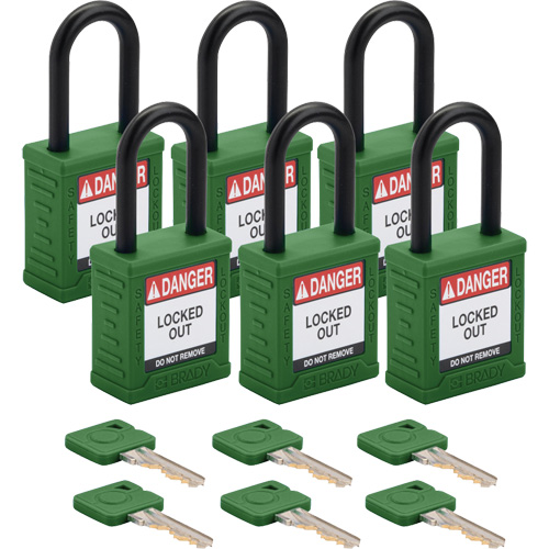 Velocity Lockout Padlocks, Green, Keyed Different, Nylon, 1-1/2" Width Moffatt Supply & Specialties
