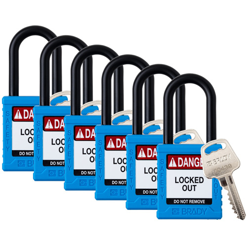 Cadenas de verrouillage Velocity, Bleu, Cl&eacute;s identiques, Nylon, Largeur de 1-1/2" Moffatt Supply & Specialties