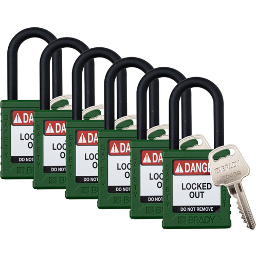 Cadenas de verrouillage Velocity, Vert, Cl&eacute;s identiques, Nylon, Largeur de 1-1/2" Moffatt Supply & Specialties