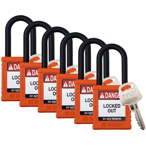 Cadenas de verrouillage Velocity, Orange, Cl&eacute;s identiques, Nylon, Largeur de 1-1/2" Moffatt Supply & Specialties