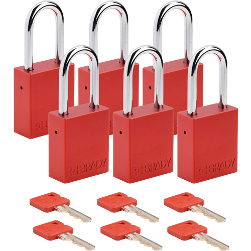 Velocity Lockout Padlocks, Red, Keyed Different, Aluminum, 1-1/2" Width Moffatt Supply & Specialties