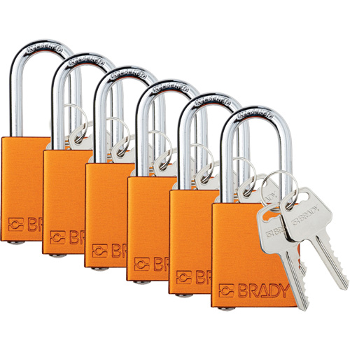 Cadenas de verrouillage Velocity, Orange, Cl&eacute;s diff&eacute;rentes, Aluminium, Largeur de 1-1/2" Moffatt Supply & Specialties