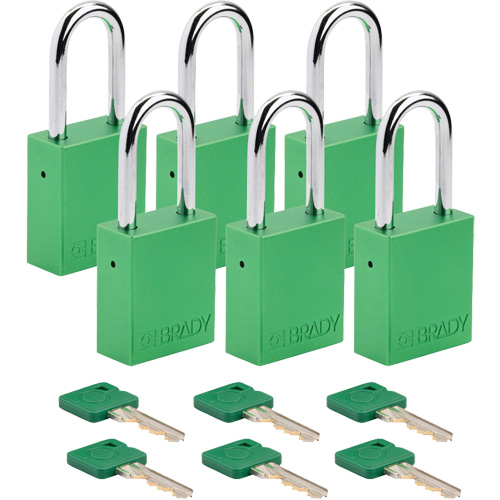 Cadenas de verrouillage Velocity, Vert, Cl&eacute;s identiques, Aluminium, Largeur de 1-1/2" Moffatt Supply & Specialties