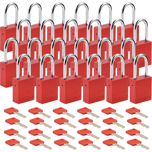 Cadenas de verrouillage Velocity, Rouge, Cl&eacute;s identiques, Aluminium, Largeur de 1-1/2" Moffatt Supply & Specialties