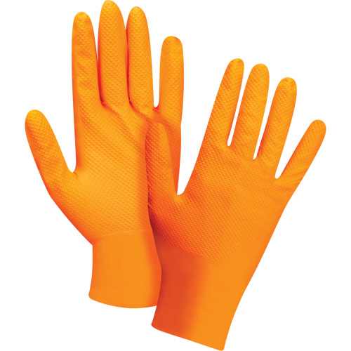 Heavyweight Tactile Grip Examination Gloves, Small, Nitrile, 8-mil, Powder-Free, Orange Moffatt Supply & Specialties