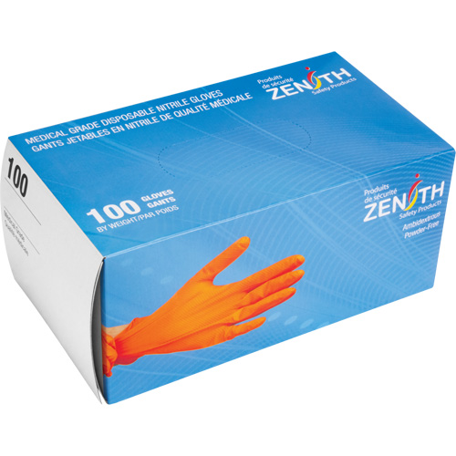 Heavyweight Tactile Grip Examination Gloves, Small, Nitrile, 8-mil, Powder-Free, Orange Moffatt Supply & Specialties