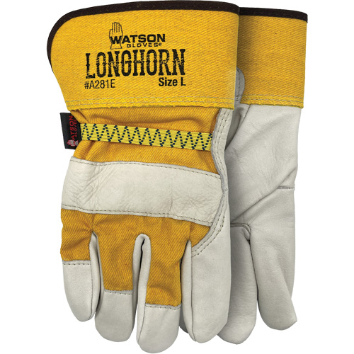 Longhorn Gloves, Large, Grain Cowhide Palm Moffatt Supply & Specialties