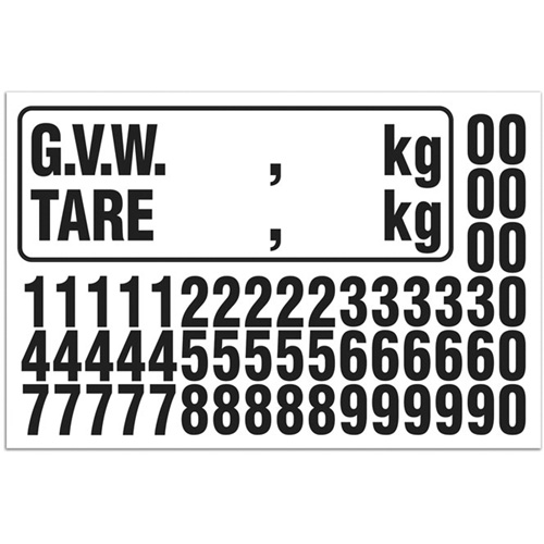 G.V.W. Truck Number Kit, Assorted Numbers/Letters/Punctuation, Black Moffatt Supply & Specialties