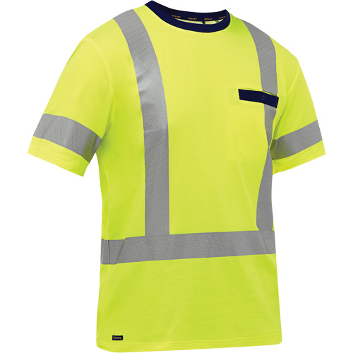 Bisley&reg; X-Back Short Sleeve Shirt, Poly-Cotton, Small, High Visibility Lime-Yellow Moffatt Supply & Specialties