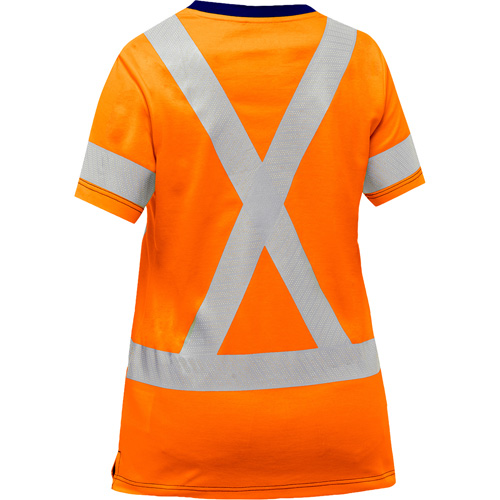 Chemise &agrave; manches courtes et X au dos Bisley pour femmes, Poly-coton, Petit, Orange haute visibilit&eacute; Moffatt Supply & Specialties