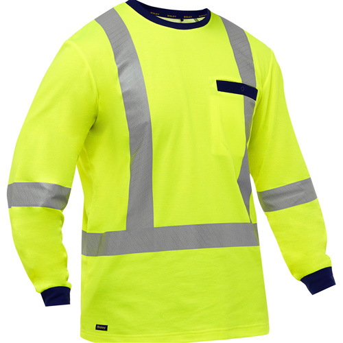 Bisley&reg; X-Back Long Sleeve Shirt, Poly-Cotton, Small, High Visibility Lime-Yellow Moffatt Supply & Specialties