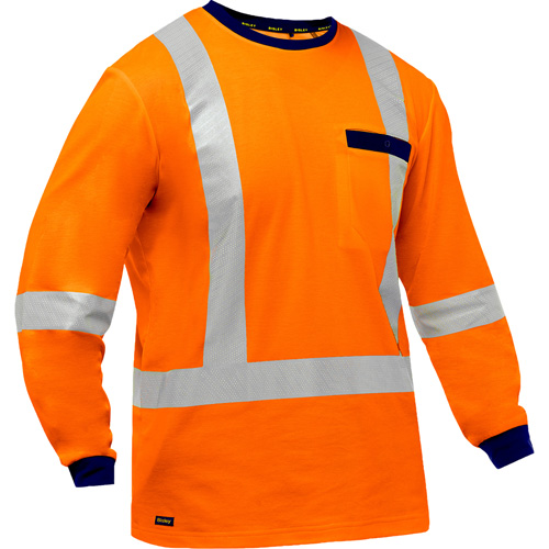 Bisley&reg; X-Back Long Sleeve Shirt, Poly-Cotton, Small, High Visibility Orange Moffatt Supply & Specialties