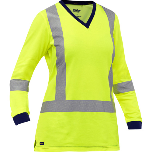 Bisley&reg; Women's X-Back Long Sleeve Shirt, Poly-Cotton, Small, High Visibility Lime-Yellow Moffatt Supply & Specialties