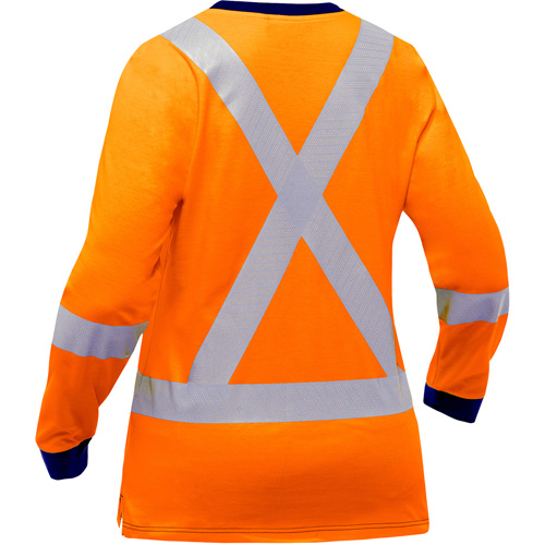 Chemise &agrave; manches longues et X au dos Bisley pour femmes, Poly-coton, Petit, Orange haute visibilit&eacute; Moffatt Supply & Specialties