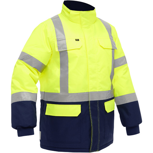 Bisley&reg; X-Back Extreme Cold Jacket with Navy Bottom, Polyester, High Visibility Lime-Yellow, 2X-Large Moffatt Supply & Specialties
