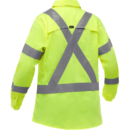 Chemise de travail &agrave; manches longues et X au dos Bisley avec X-Airflow pour femmes, Poly-coton, Petit, Jaune lime haute visibilit&eacute; Moffatt Supply & Specialties