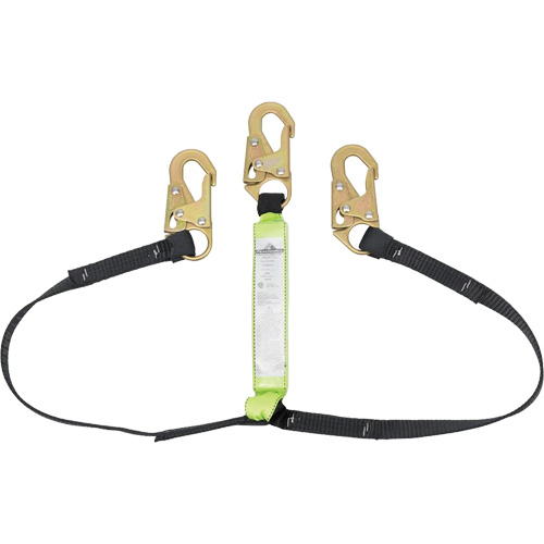 SA-64000-4 Shock Absorbing Lanyard, 4', Snap Hook Center, Snap Hook Leg Ends, Polyester Moffatt Supply & Specialties