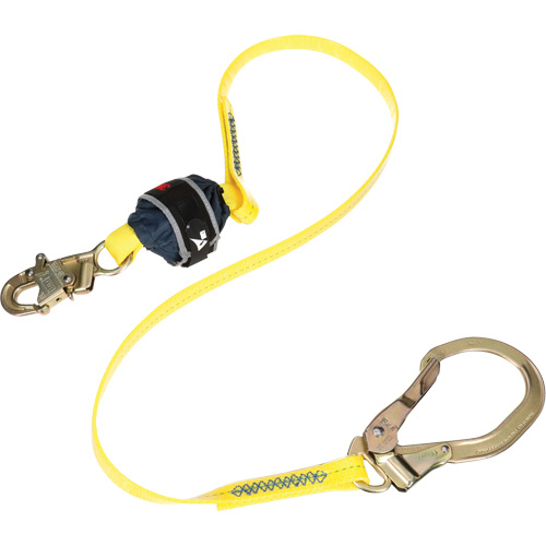 Coated Web Shock-Absorbing Lanyard, 6', Rebar Hook Center, Snap Hook Leg Ends Moffatt Supply & Specialties