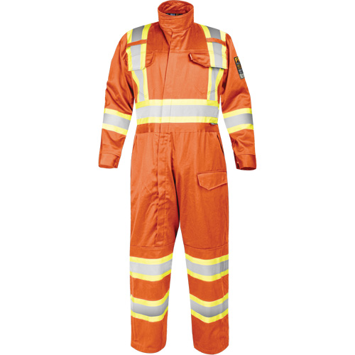 Fire-Resistant Coverall with High-Visibility Bands, Size Small, Orange Moffatt Supply & Specialties