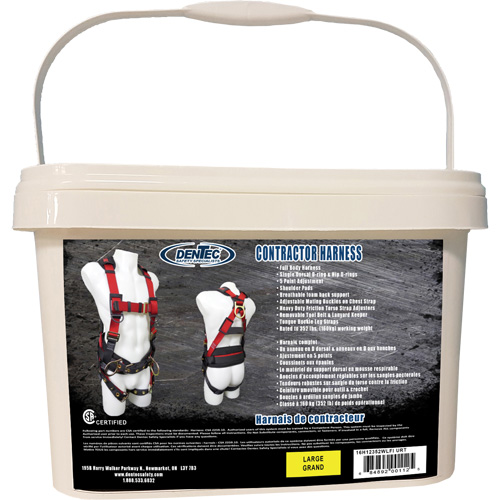 Harnais de s&eacute;curit&eacute; pour entrepreneurs dans un seau, Certifi&eacute;e CSA, Classe AP, Grand, Cap. 352 lb Moffatt Supply & Specialties