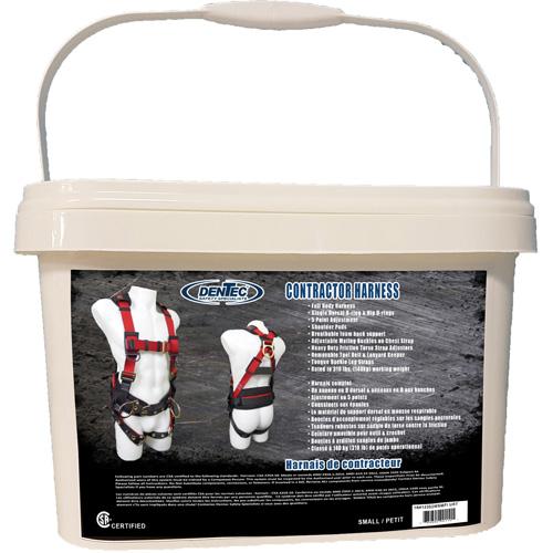 Harnais de s&eacute;curit&eacute; pour entrepreneurs dans un seau, Certifi&eacute;e CSA, Classe AP, Petit, Cap. 352 lb Moffatt Supply & Specialties