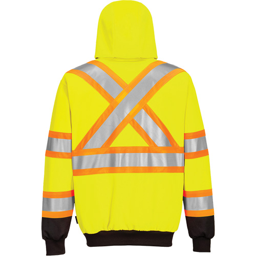 Contrast-Striped Safety Hoodie, Small, Black/High Visibility Lime-Yellow Moffatt Supply & Specialties
