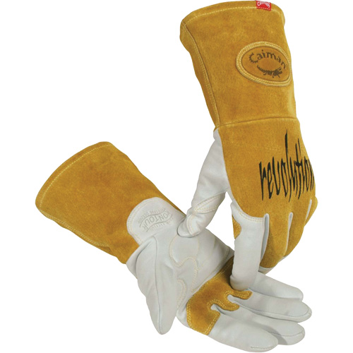 Caiman&reg; Premium TIG/MIG Welder's Gloves with FR Insulated Split Cowhide Back, Grain Goatskin, Size Medium Moffatt Supply & Specialties