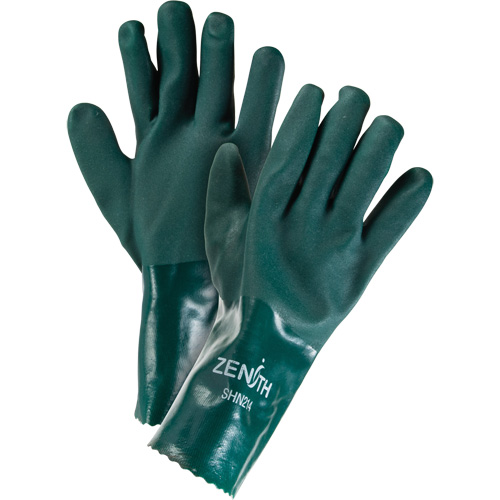 Gants verts &agrave; double enduit, 12" lo, PVC, Doublure en Jersey de coton, 70 mils Moffatt Supply & Specialties