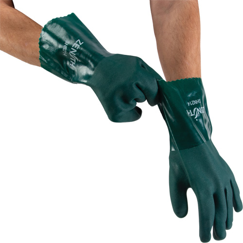 Gants verts &agrave; double enduit, 12" lo, PVC, Doublure en Jersey de coton, 70 mils Moffatt Supply & Specialties
