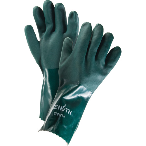 Gants verts &agrave; double enduit, 14" lo, PVC, Doublure en Jersey de coton, 70 mils Moffatt Supply & Specialties