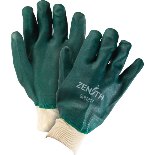 Double Dipped Green Gloves, 10" L, PVC, Cotton Jersey Inner Lining, 70-mil Moffatt Supply & Specialties
