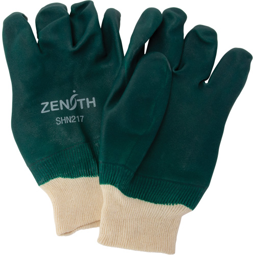 Double Dipped Green Gloves, 10" L, PVC, Cotton Jersey Inner Lining, 70-mil Moffatt Supply & Specialties