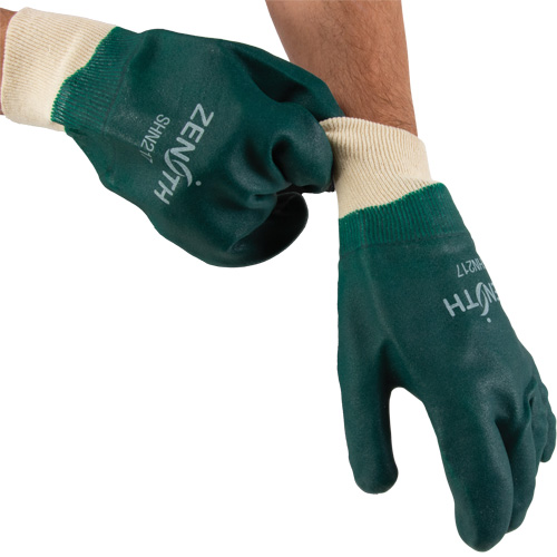 Double Dipped Green Gloves, 10" L, PVC, Cotton Jersey Inner Lining, 70-mil Moffatt Supply & Specialties