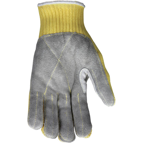 Gants de travail r&eacute;sistant &agrave; la coupe CutPro avec paume en cuir fendu, Taille Petit, Calibre 7, Enveloppe en Kevlar, ASTM ANSI niveau A3 Moffatt Supply & Specialties