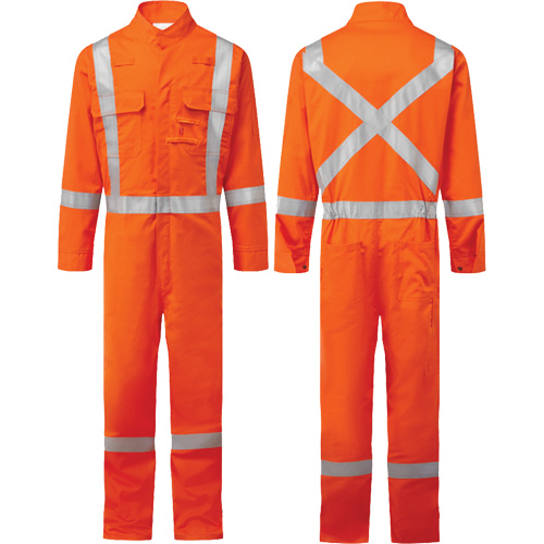 Bizflame&reg; 88/12 Iona 7 oz. FR510 FR Coverall, Size 36, Orange Moffatt Supply & Specialties