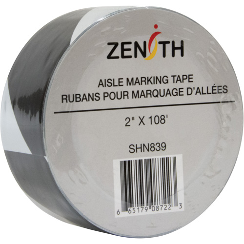 Ruban pour marquage d'all&eacute;es, 2" x 108', PVC, Noir et blanc Moffatt Supply & Specialties